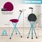 Goplus Adjustable Folding Cane Seat Aluminum Alloy Crutch Chair with Light Blue/Coffee/Black
